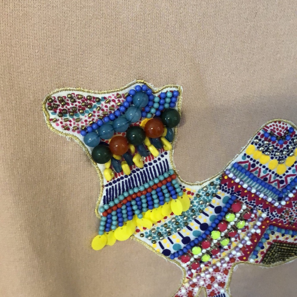 539-J.‎ Crew Camel Embroidered Sweatshirt in Tan - Picture 5 of 13